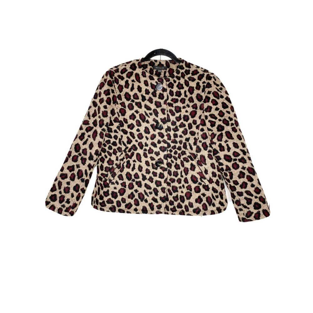 ANN TAYLOR Wool Animal Print Beige Jacket …
